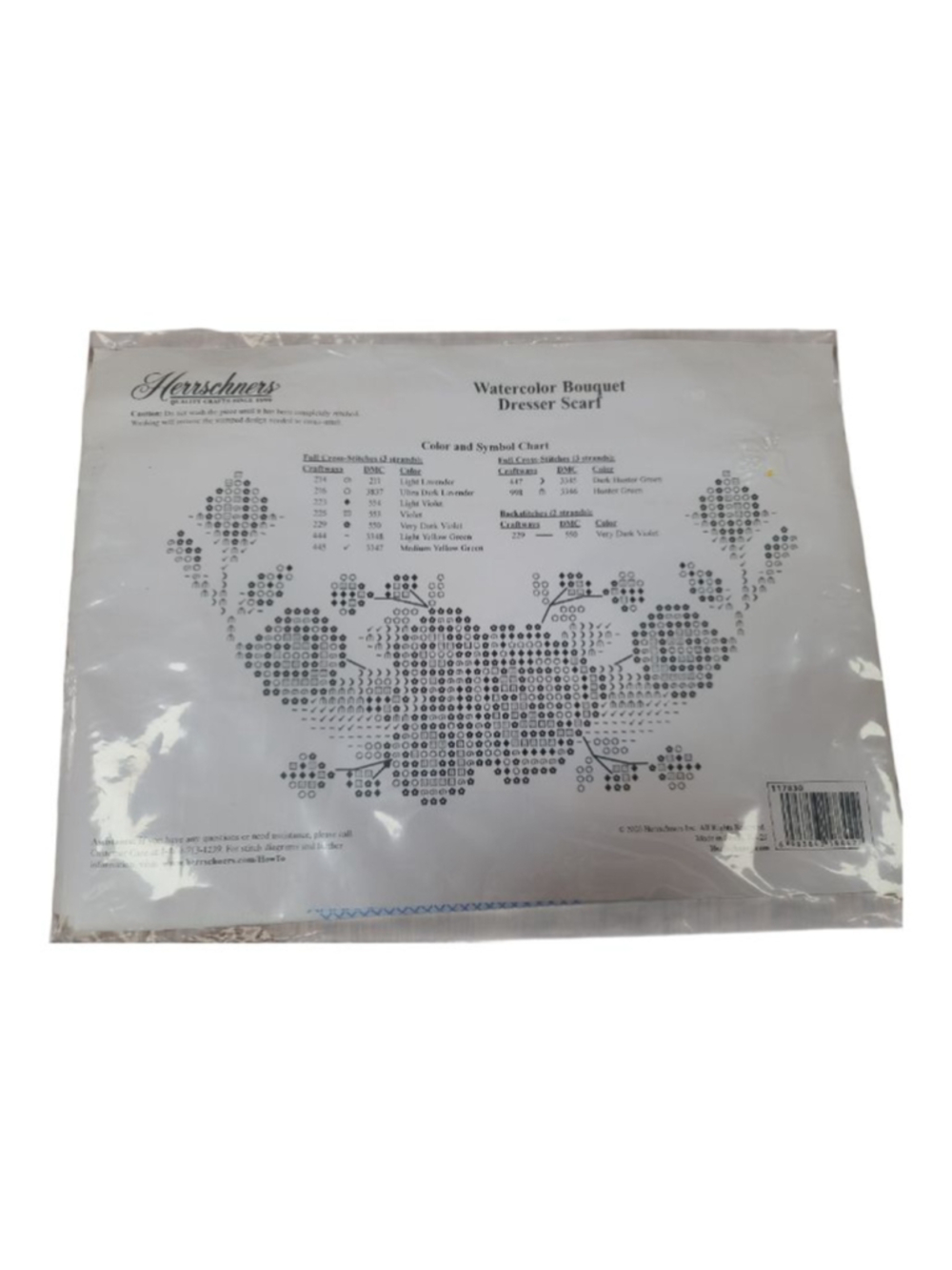 Herrschners Watercolor Bouquet Stamped Cross-Stitch Dresser Scarf Kit 117830